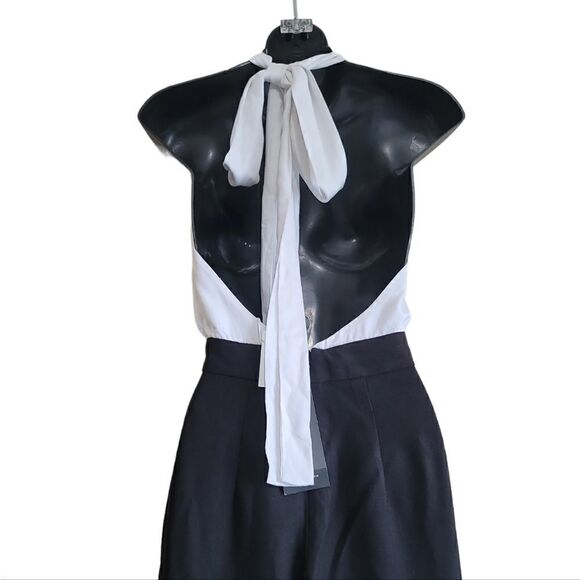 ABS By Allen Schwartz  Black and White Halter Back Jumpsuit Sz 0  NWT - Picture 8 of 10
